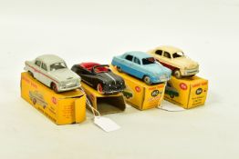 FOUR BOXED DINKY TOYS BRITISH CARS, Austin A90 Atlantic Convertible, No.106, black with red interior