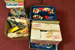 THREE BOXES OF LOOSE AND BOXED LEGO SETS, containing boxes for models 4030, D182, 6265,4010, 6877