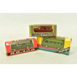 THREE BOXED RUSSIAN MADE DIECAST VEHICLE MODELS, all 1:43 scale, Moskvitch 427, RAF 2203 and Volga