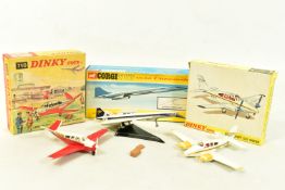 A BOXED CORGI TOYS BAC-SUB CONCORDE AND TWO OTHERS, no. 650, with moveable front nose cone, model