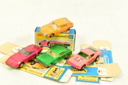 FOUR BOXED MATCHBOX SUPERFAST MODELS, comprising of a Dodge Charger MKIII, no. 52, dark pink painted