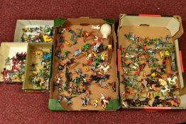 FIVE TRAYS OF MODEL FIGURES, mostly Crescent, Timpo (including Knights, Vikings and Frozen North