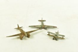 THREE PRE-WAR/WWII DINKY TOYS AIRCRAFT, De Havilland 'Comet', in gold with registration G-ACSR,