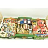 THREE BOXES OF MODERN BOXED DIE-CAST VEHICLES, comprising of LLedo, Corgi, Oxford, Matchbox, Jensan,