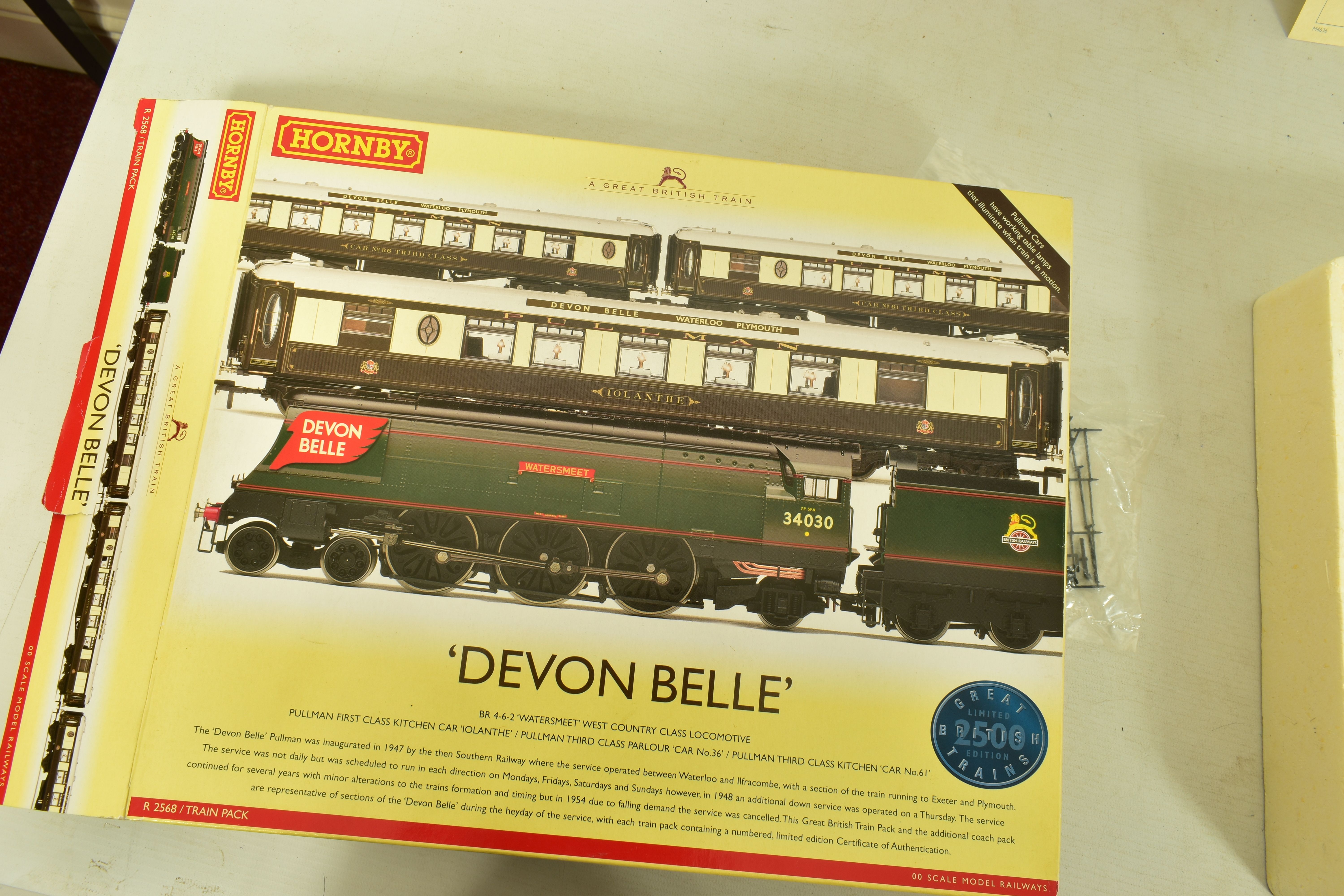 A BOXED HORNBY RAILWAYS OO GAUGE DEVON BELLE LIMITED EDITION GREAT BRITISH TRAIN PACK, No.R2568, - Image 18 of 18