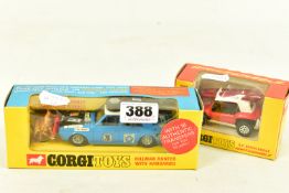 TWO BOXED CORGI TOYS CARS, Hillman Hunter Rally car, No.302, appears complete with Kangaroo