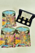 THREE BOXED AND SEALED BANDAI STAR TREK THE NEXT GENERATION FIGURES, the first a Lieutenant