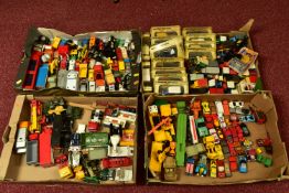 FOUR TRAYS OF UNBOXED DIE-CAST MODEL VEHICLES, to include a Matchbox Superkings K44/3 Bridge