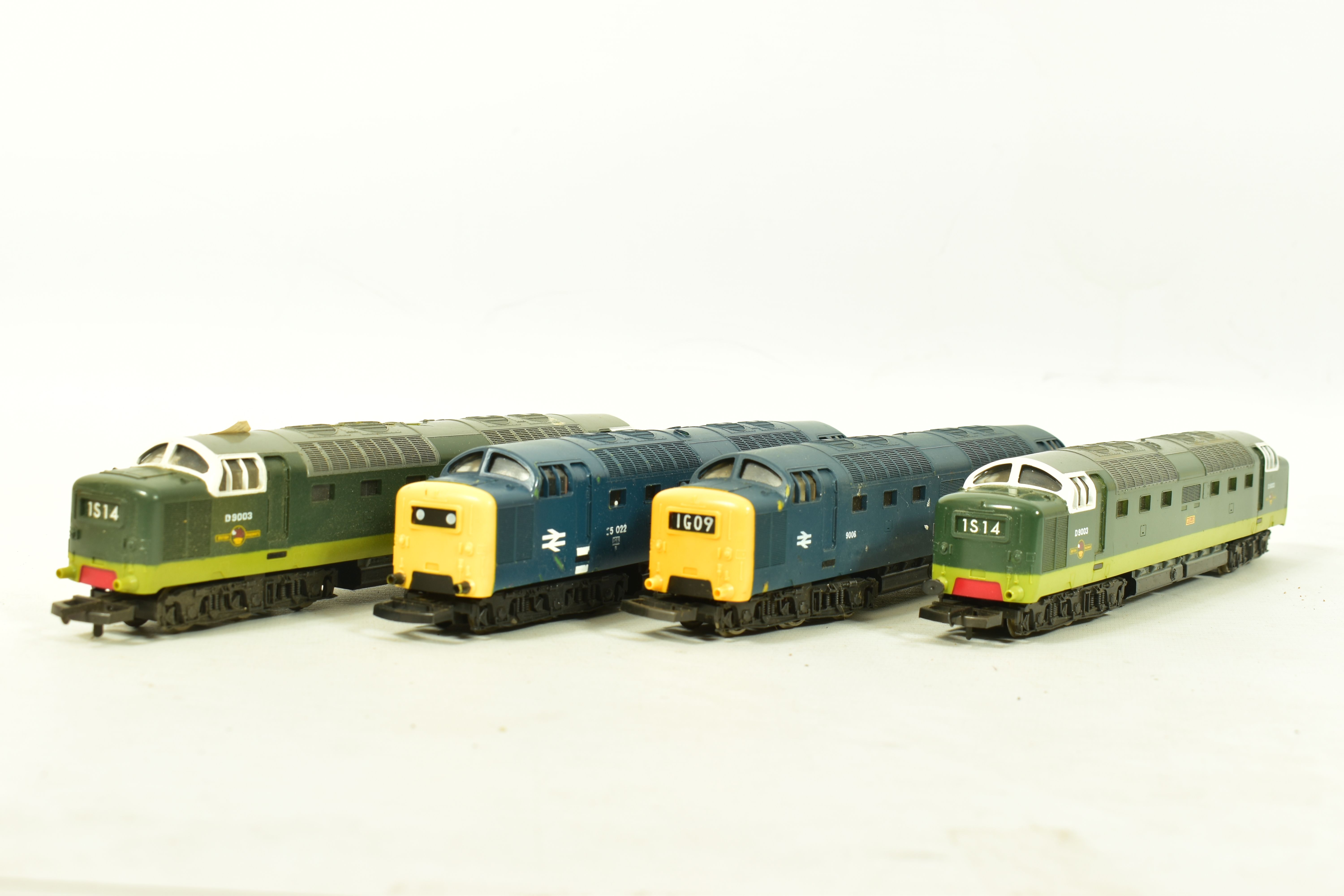 FOUR BOXED LIMA OO GAUGE CLASS 55 DELTIC LOCOMOTIVES, 2 x 'Meld' No.D9003, B.R. two tone green