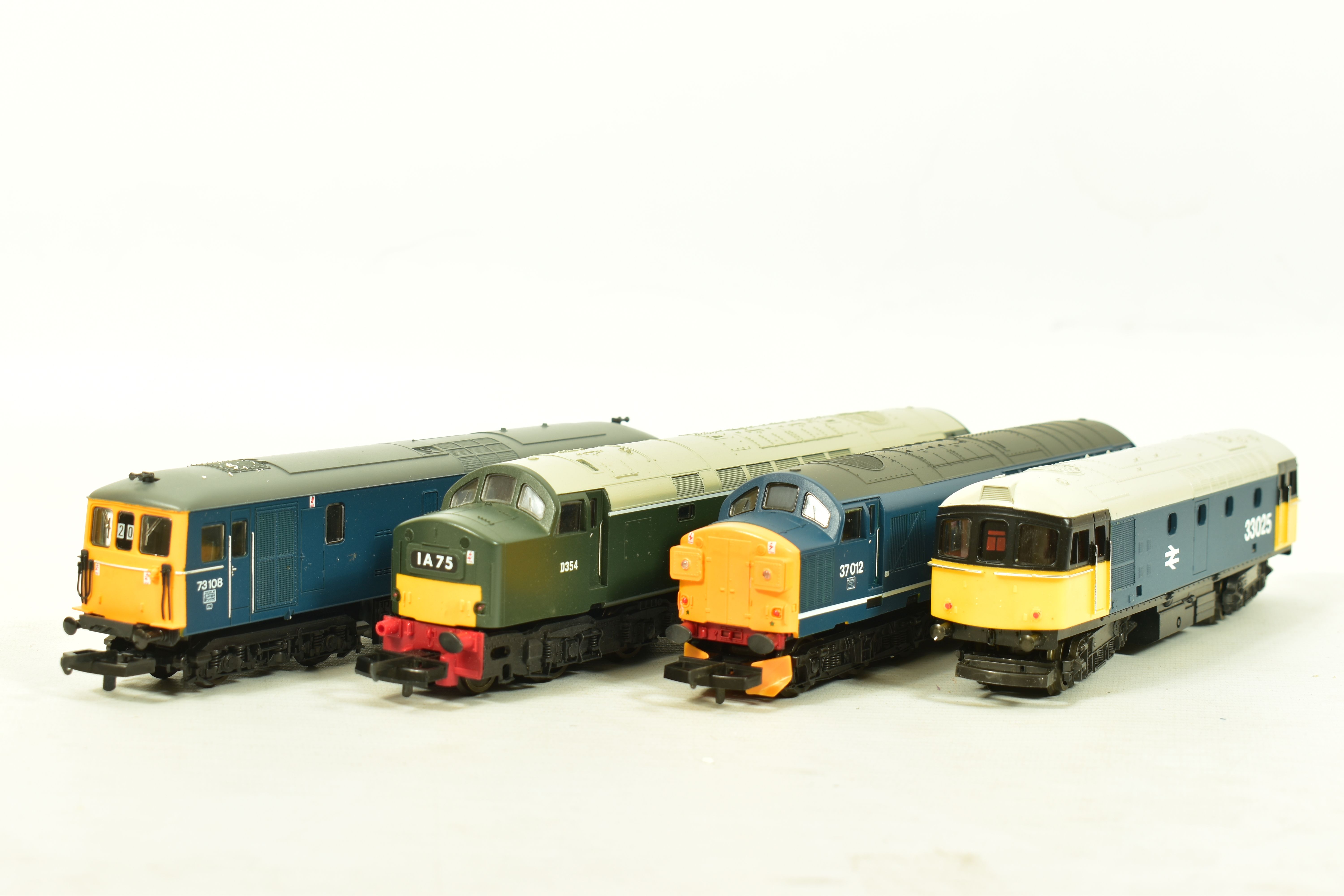 FOUR BOXED LIMA OO GAUGE LOCOMOTIVES, class 33 No.33 025 (L205115), class 37 'Loch Rannoch' No.37