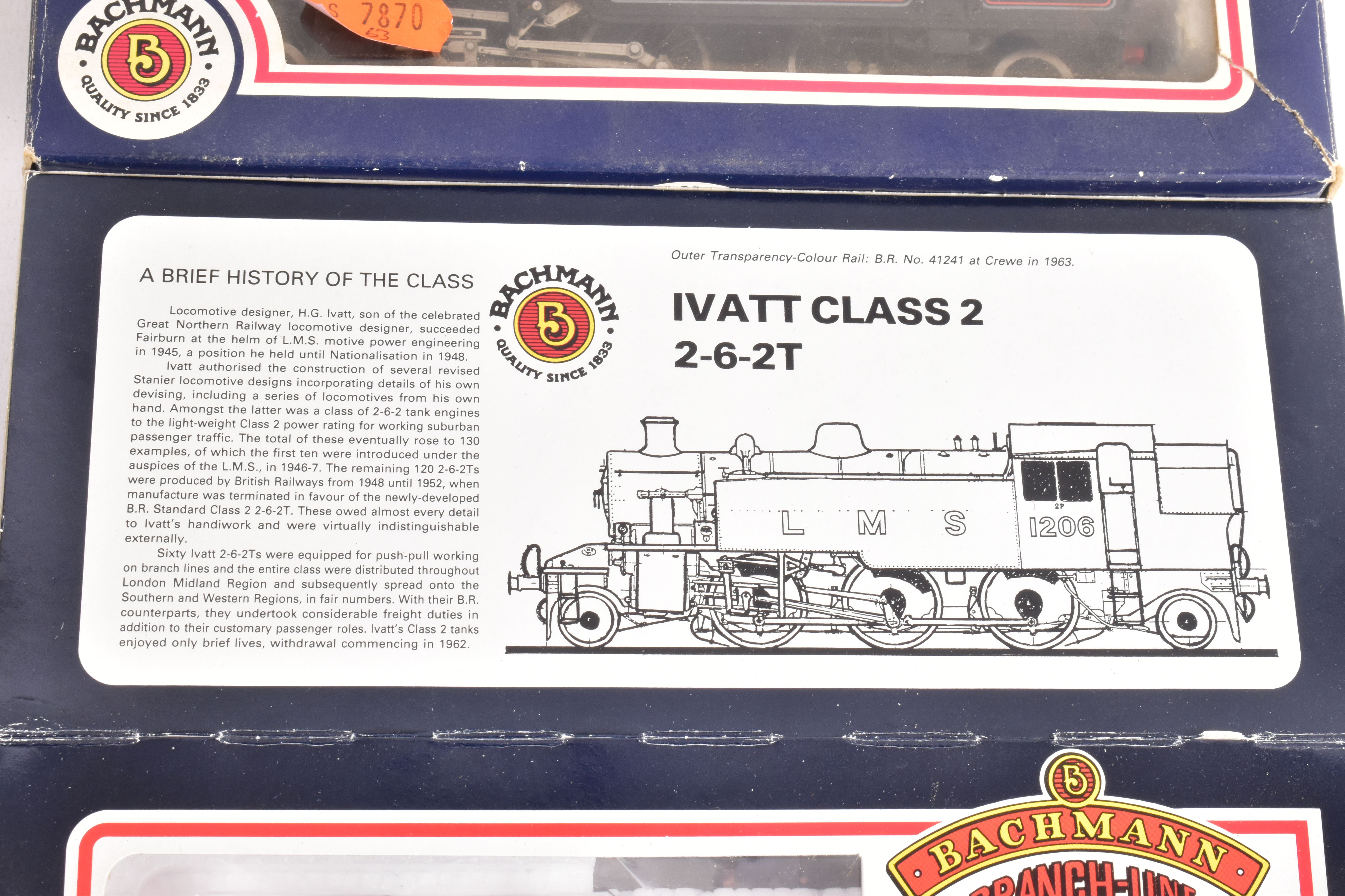 TWO BOXED BACHMANN OO GAUGE TANK LOCOMOTIVES, Ivatt class 2 No.41221 (31-450) and V1 class No. - Image 5 of 5