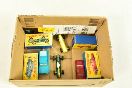 FOUR BOXED MATCHBOX VEHICLE MODELS, comprising of a Studebaker Station Wagon, no. 42, blue painted