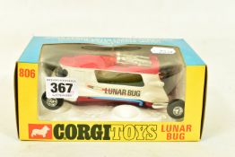 A BOXED CORGI TOYS LUNAR BUG, no.806, white and red design with blue wings, model looks mint but