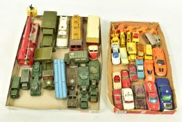 A QUANTITY OF UNBOXED AND ASSORTED PLAYWORN DIECAST VEHICLES, to include Dinky Toys A.E.C. Monarch