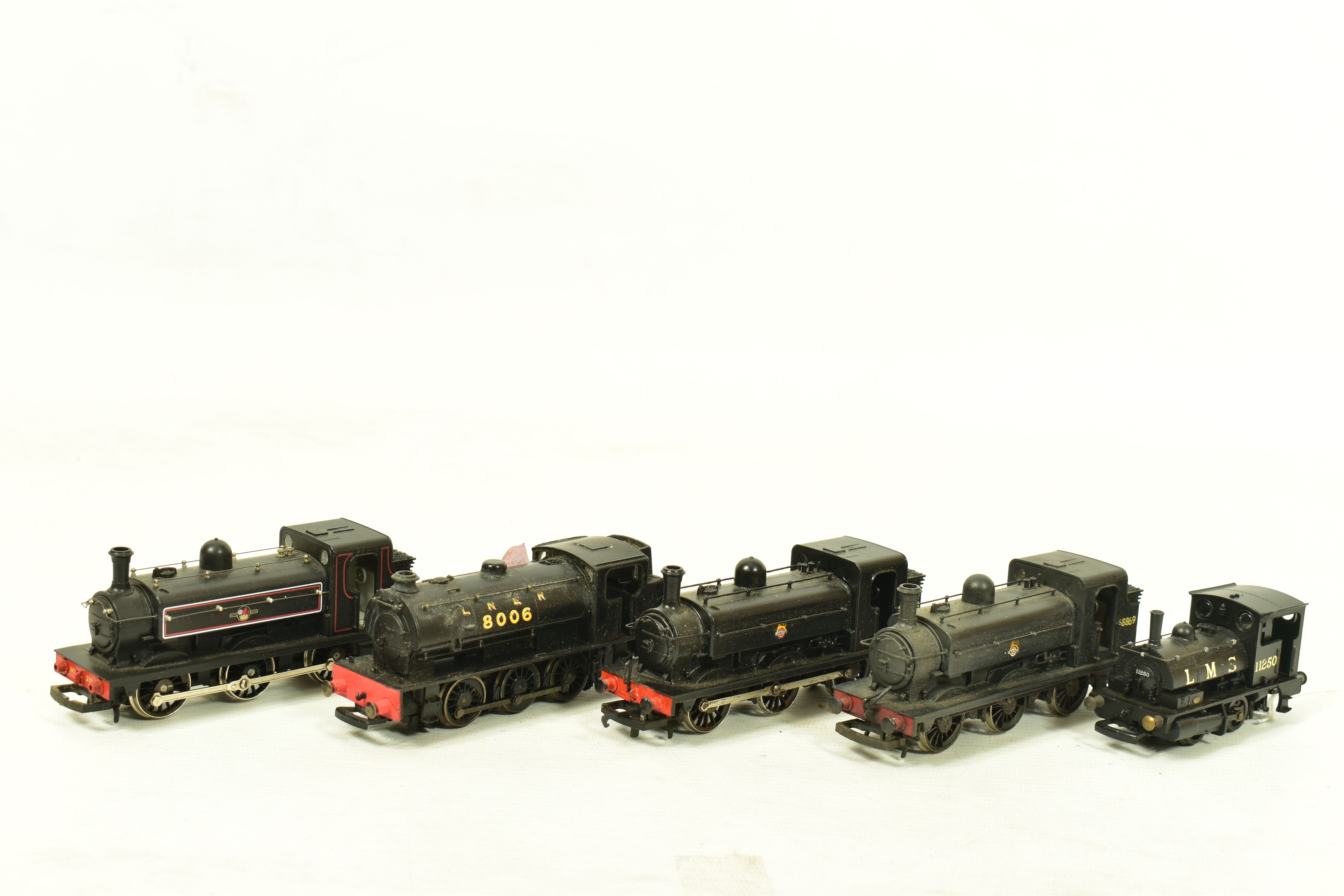 FIVE BOXED HORNBY OO GAUGE TANK LOCOMOTIVES, class B7 Pug, No.11250, L.M.S. black livery (R2065A),