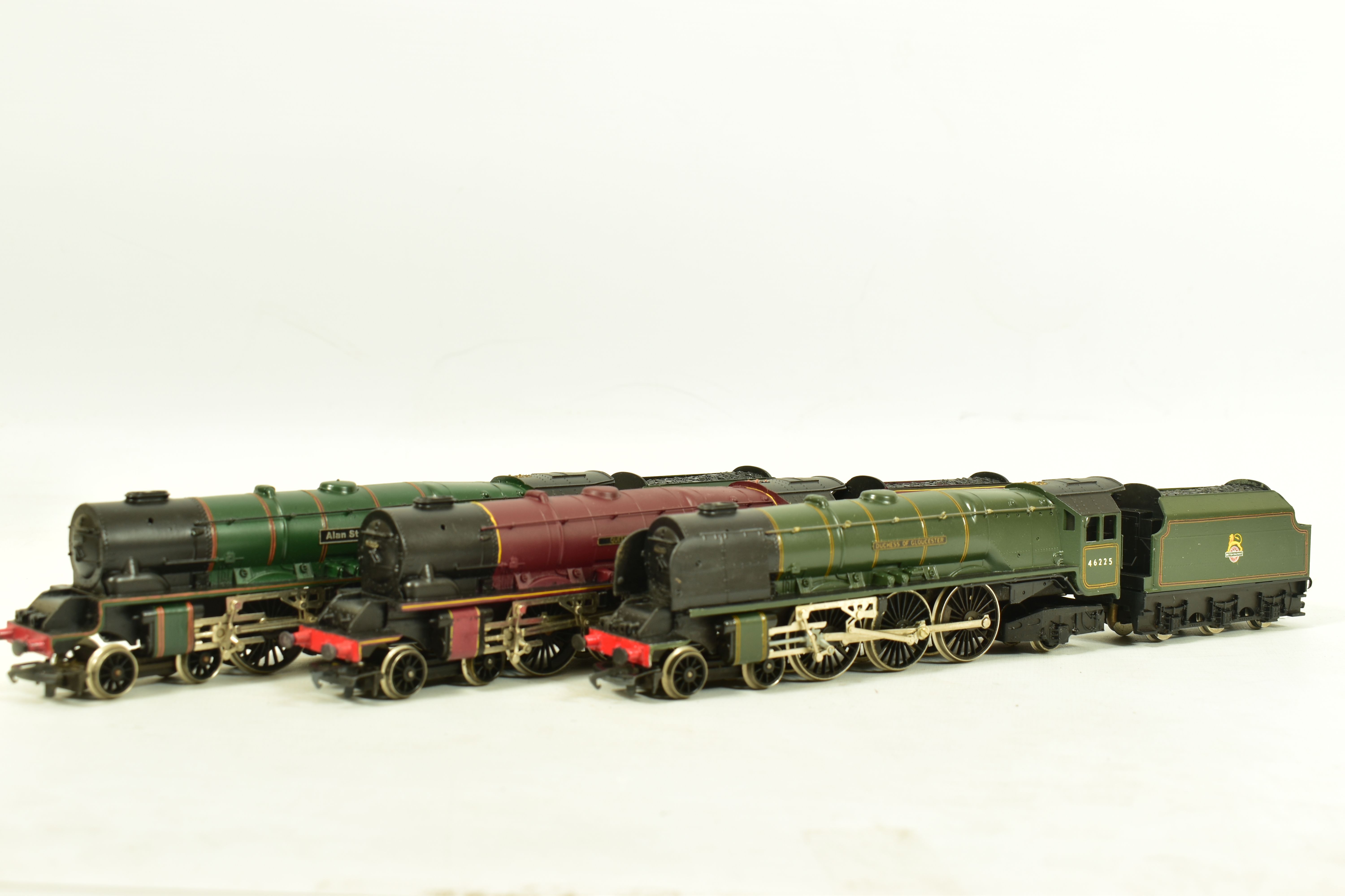 THREE BOXED HORNBY RAILWAYS OO GAUGE DUCHESS CLASS LOCOMOTIVES, all have been repainted and/or