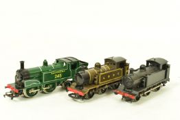 THREE BOXED HORNBY OO GAUGE S.R. OR PRECURSORS TANK LOCOMOTIVES, class E2, No.100. L.B.S.C. lined