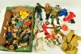 A QUANTITY OF 70'S ACTION MAN FIGURES, CLOTHING AND ACCESSORIES, three figures, one with a beard,
