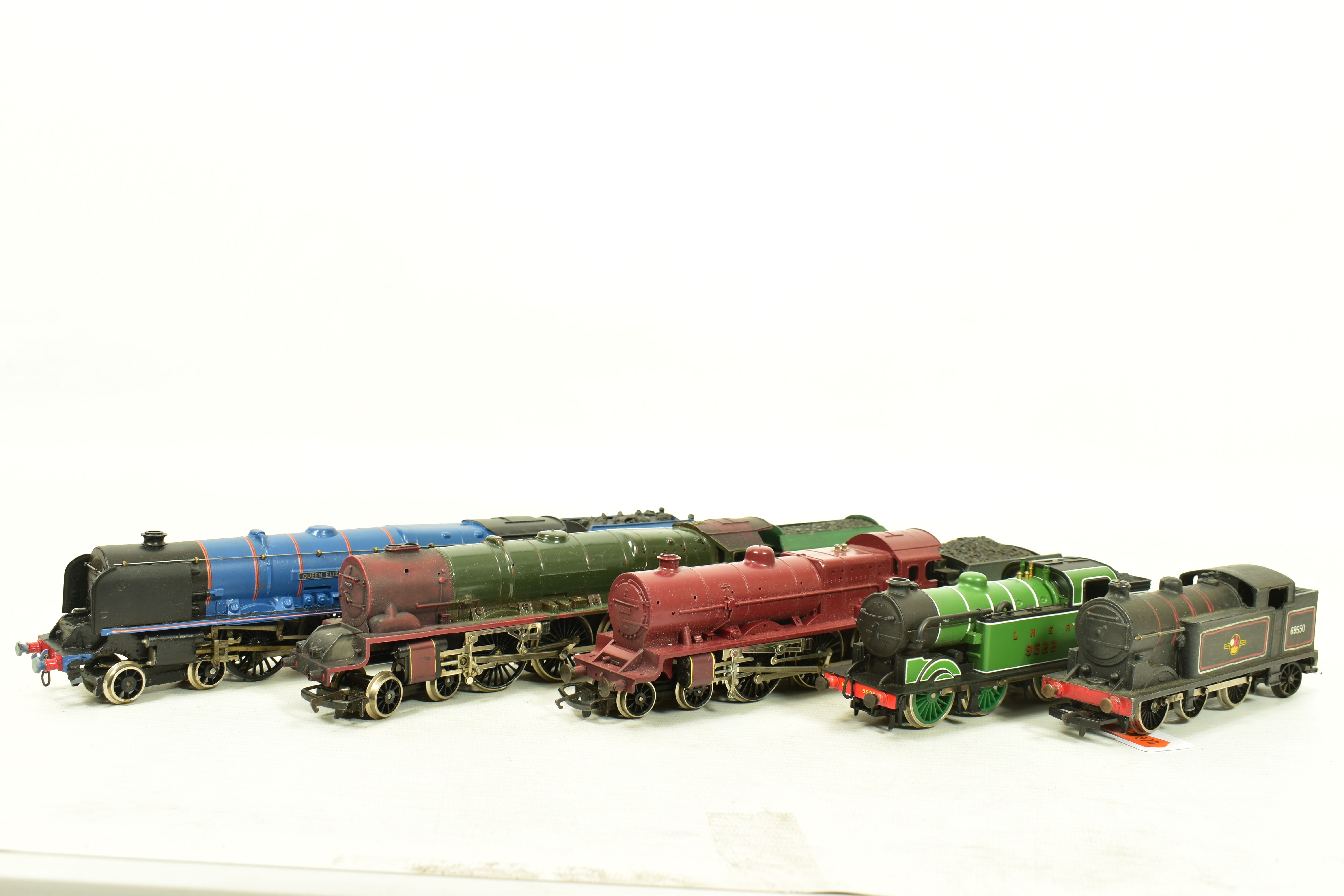 FIVE BOXED OO GAUGE LOCOMOTIVES, repainted, renamed and renumbered to a fairly good standard