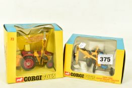 TWO BOXED CORGI TOYS AGRICUTURAL MODEL VEHICLES, firstly a Massey-Ferguson '165' Tractor with Saw