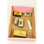 THREE BOXED MATCHBOX MODELS, comprising of a B-P Garage Pumps and Signs, no. A-1, green figure and