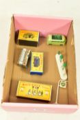 THREE BOXED MATCHBOX MODELS, comprising of a B-P Garage Pumps and Signs, no. A-1, green figure and