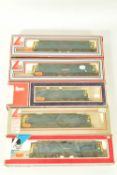 FIVE BOXED LIMA OO GAUGE CLASS 87 LOCOMOTIVES, 3 x 'City of London' No.87 005 (L205125), one with