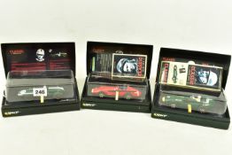 THREE BOXED SCALEXTRIC LIMITED EDITION CLASSIC GRAND PRIX GOODWOOD REVIVAL MEETING F1 RACING CARS,