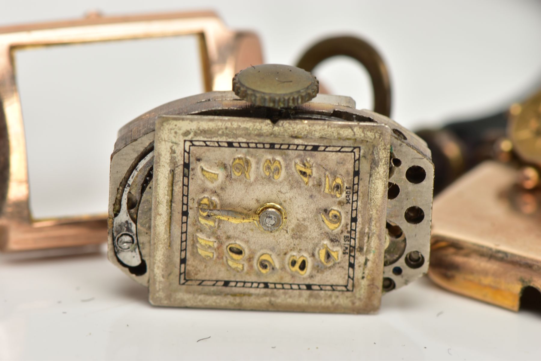 A 9CT GOLD LADIES WRISTWATCH AND LATE 19TH CENTURY BAR BROOCH, a rectangular gold cased ladies - Image 2 of 4