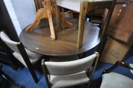 AN OAK DROP LEAF TRESTLE DINING TABLE, open length 121cm x closed length 61cm x depth 122cm x height