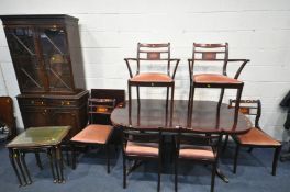 A MAHOGANY EXTENDING DINING TABLE, with a single drawer, open length 203cm x closed length 160cm x