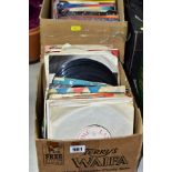 TWO BOXES CONTAINING OVER ONE HUNDRED AND FIFTY SINGLES mostly from the 1970s and 1980s, artists