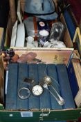 TWO BOXES AND LOOSE SILVER, MEDICAL JOURNALS, CERAMICS AND SUNDRY ITEMS, to include a hallmarked