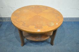 A NATHAN TEAK CIRCULAR COFFEE TABLE, diameter 86cm x height 52cm (condition - surface marks)