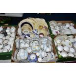 FIVE BOXES OF ASSORTED TEA AND DINNERWARES, mostly mid-20th century, including Royal Worcester '