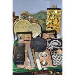 A COLLECTION OF ORIENTAL AND CONTINENTAL DECORATIVE ITEMS ETC, to include a Chinese Gilt wood wall
