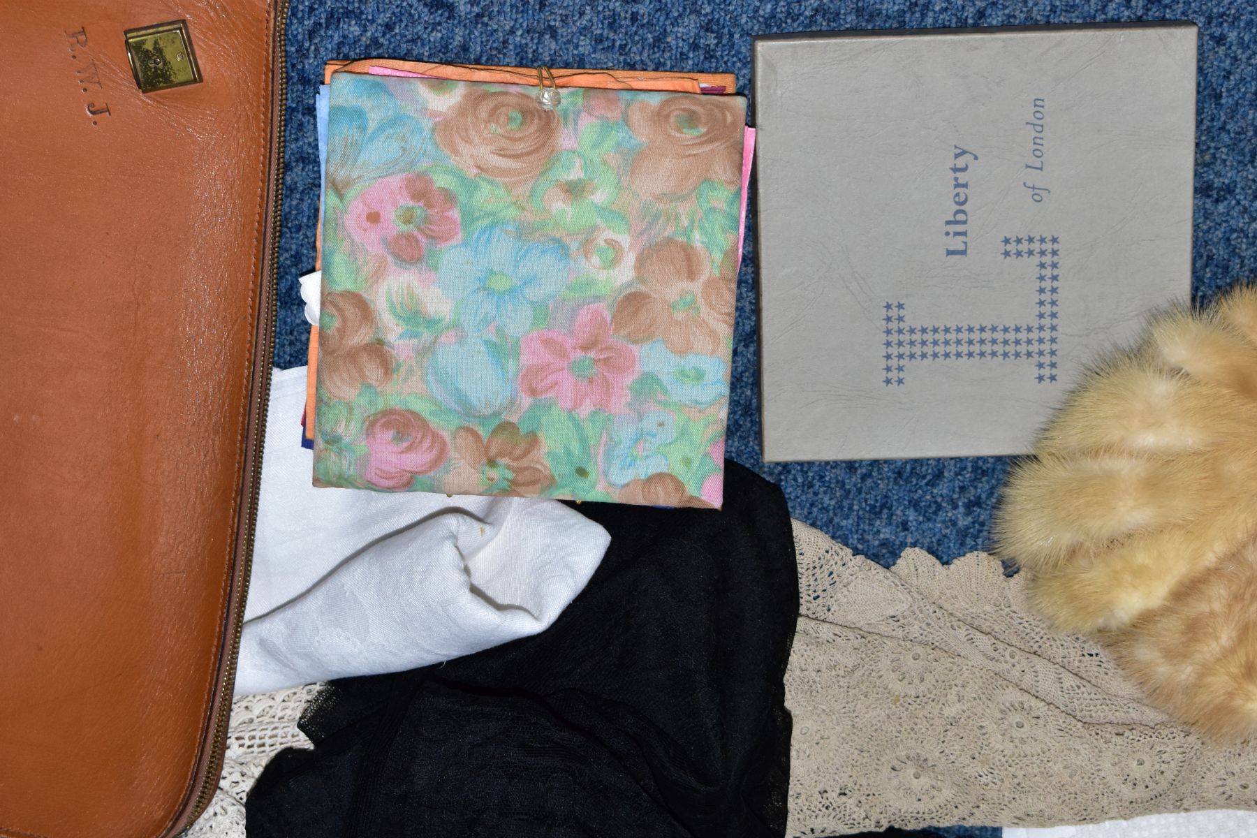 THREE LADIES FUR COATS, A SQUIRREL FUR STOLE, THREE BOXES OF TABLE LINEN, ETC, including a three - Image 3 of 10