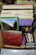 A BOX OF LP RECORDS AND 45RPM SINGLES ETC, to include Cliff Richard, Perry Como, Rossini, Bach,