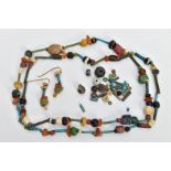 AN ANCIENT EGYPTIAN FAIENCE BEAD NECKLACE, faience and hardstone beaded necklace also featuring a