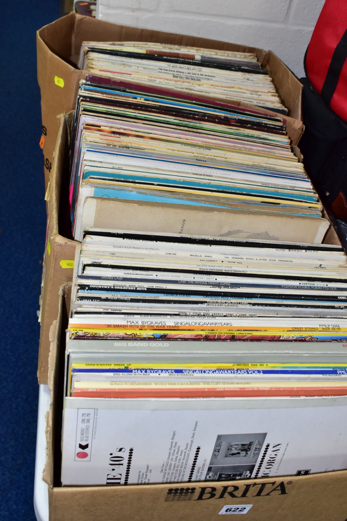 THREE BOXES CONTAINING APPROX ONE HUNDRED AND SIXTY LPs including a number by The Shadows and Nat '