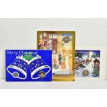 THREE ISLE OF MAN CHRISTMAS GREETING CARDS WITH DIAMOND FINISH FIFTY PENCE COINS, to include 1994
