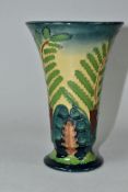A MOORCROFT POTTERY LIMITED EDITION PONGO FERN CONICAL FOOTED VASE, no.119/150, commissioned by