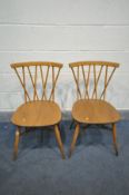 TWO ERCOL LATTICE BACK DINING CHAIR (condition:-surface marks to finish)