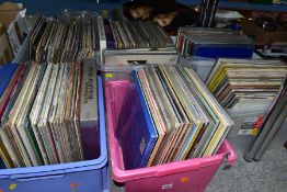 SIX BOXES OF RECORDS, approximately three to four hundred vinyl LPs, to include classical, gospel,