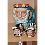 FIVE ROYAL DOULTON CHARACTER JUGS, comprising large 'Neptune' D6548 (large chip to inside of crown