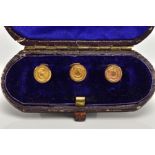 A SET OF LATE 19TH CENTURY 18CT GOLD DRESS STUDS, a set of three dress studs each detailed with a