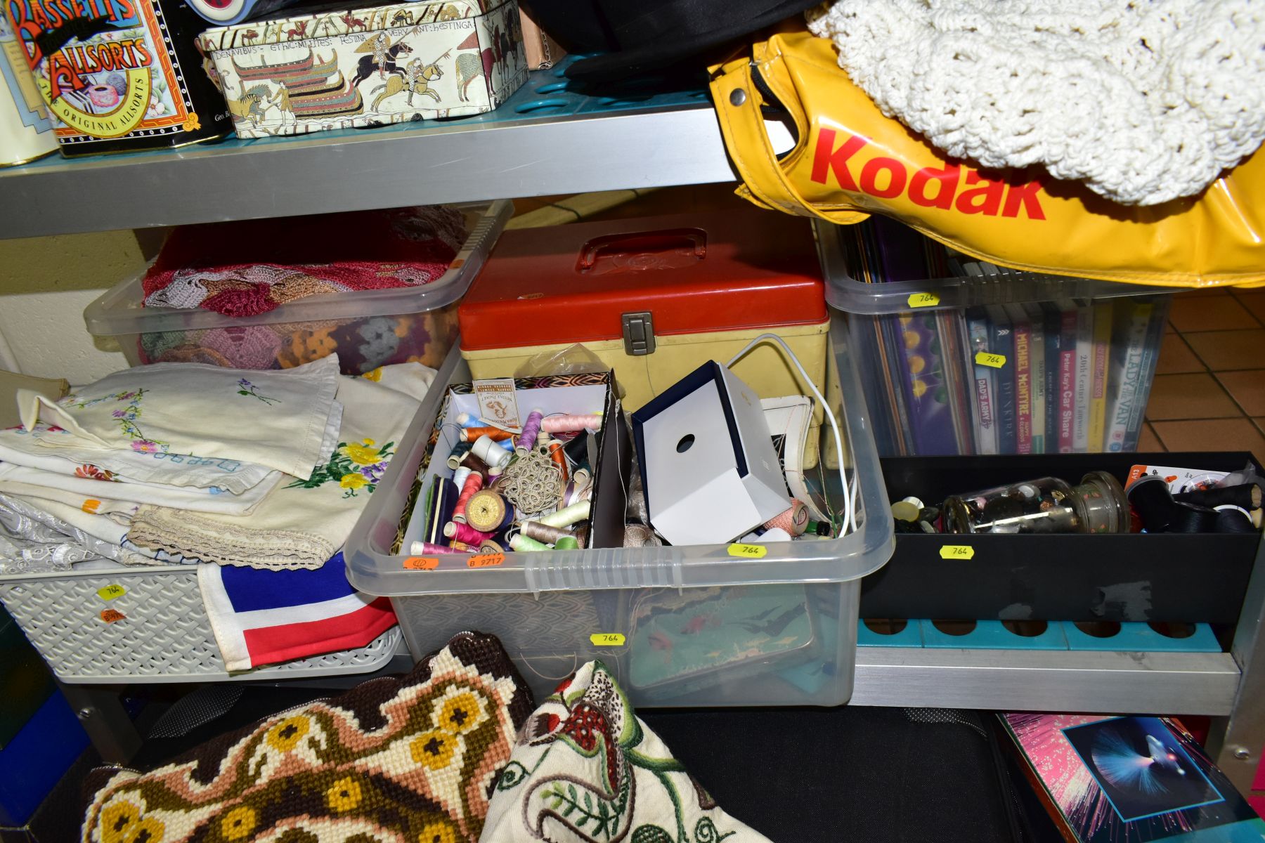 SEVEN BOXES AND LOOSE HABERDASHERY ITEMS, TINS, HATS, ETC, including two bowler hats, ladies and - Image 6 of 13