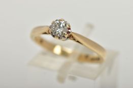 A 9CT GOLD SINGLE STONE DIAMOND RING, round brilliant cut diamond in a six claw setting, stamped