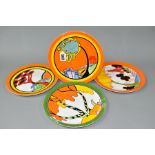 A SET OF FOUR WEDGWOOD / BRADFORD EXCHANGE 'LIVING LANDSCAPES OF CLARICE CLIFF' COLLECTORS PLATES,