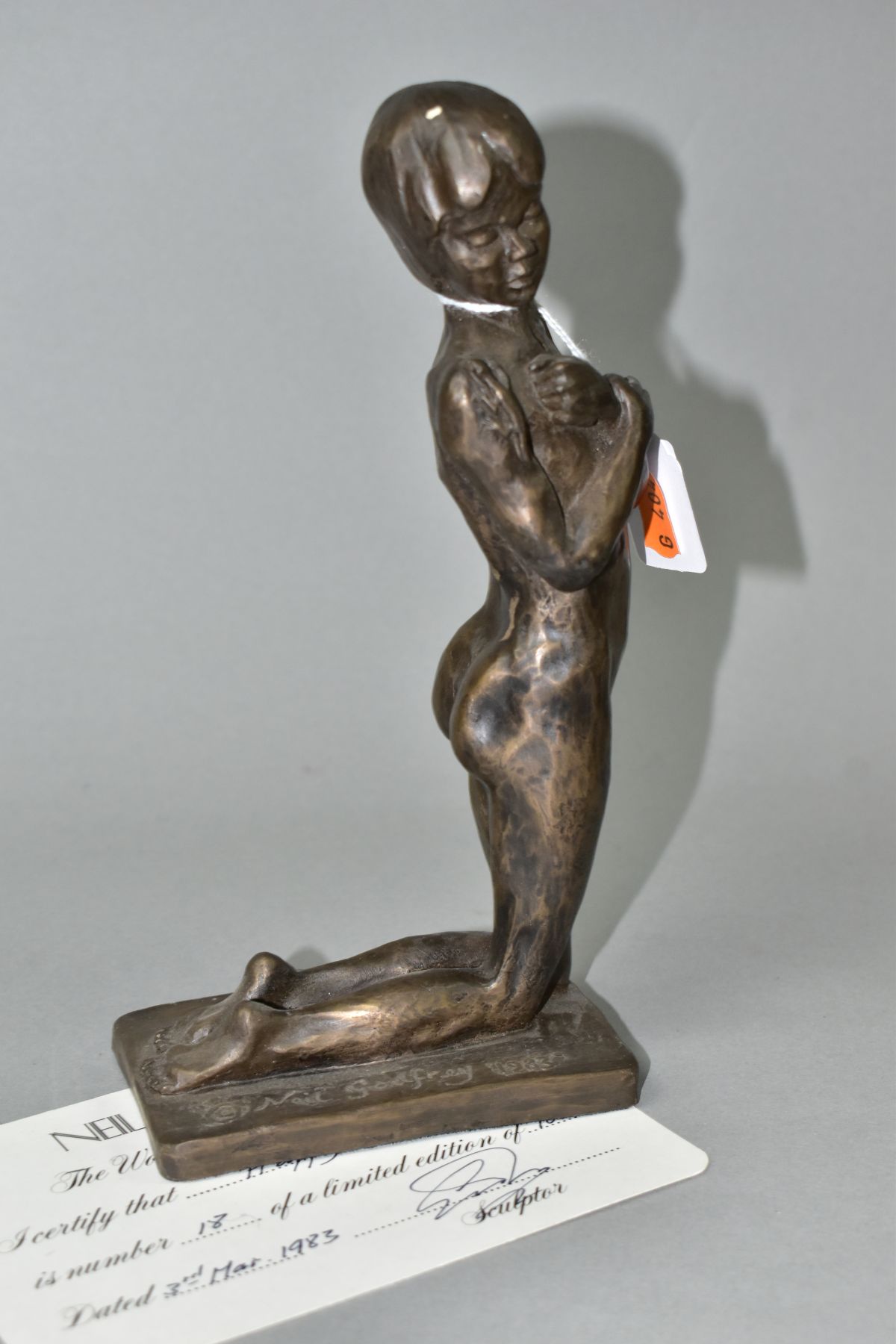 NEIL GODFREY (B.1937) 'THE WOLDINGHAM COLLECTION HAPPY DAY' NO.18/100, A LIMITED EDITION BRONZED - Image 2 of 4